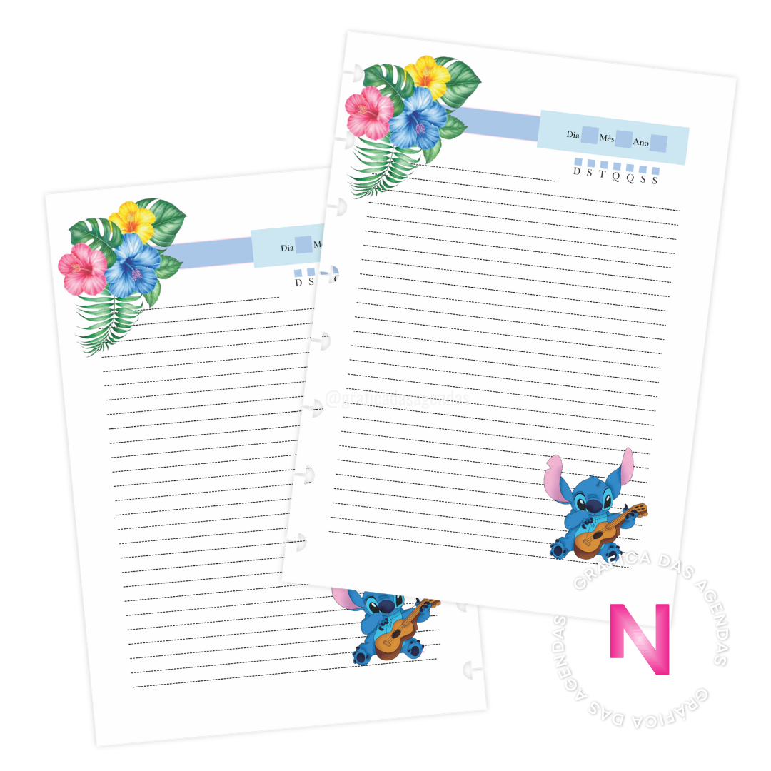 Stitch Aloha - Refil Caderno de Disco